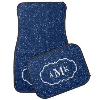 Navy Blue Sparkle Glitter Monogram Car Floor Mat