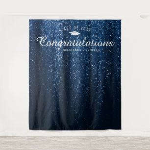 Navy Blue Sparkle Graduation Photo Booth Backdrop