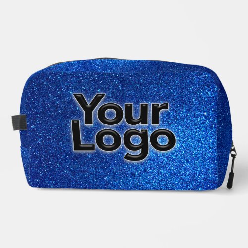 Navy Blue Sparkly Glitter Luxury Business Logo Dopp Kit