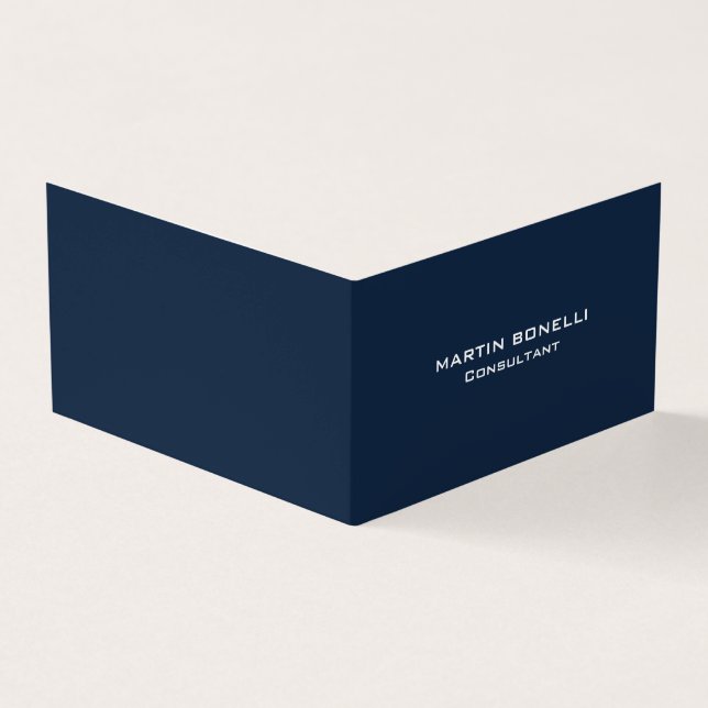 Navy Blue Special Unique Modern Consultant Business Card (Outside)
