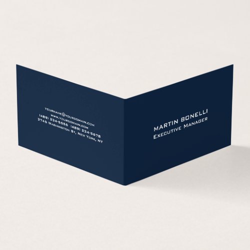 Navy Blue Special Unique Modern Executive Manager Business Card