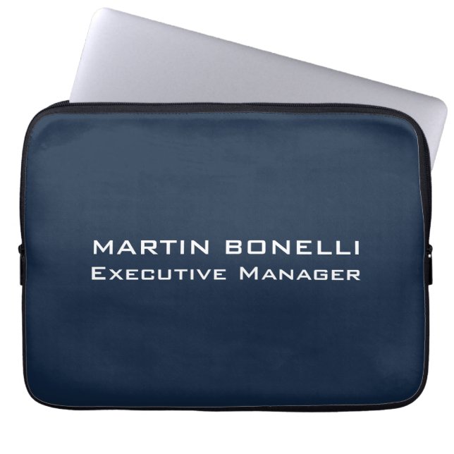 Navy Blue Special Unique Modern Executive Manager Laptop Sleeve (Front)