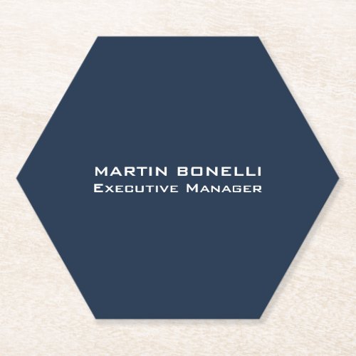 Navy Blue Special Unique Modern Executive Manager Paper Coaster