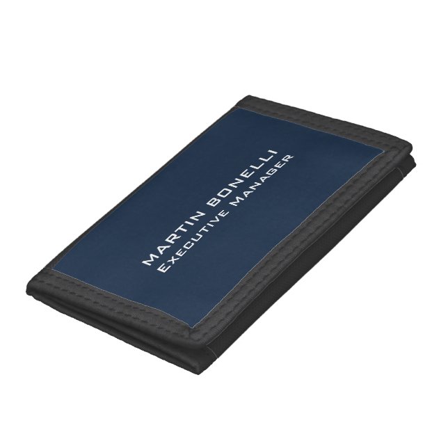Navy Blue Special Unique Modern Executive Manager Trifold Wallet (Bottom)