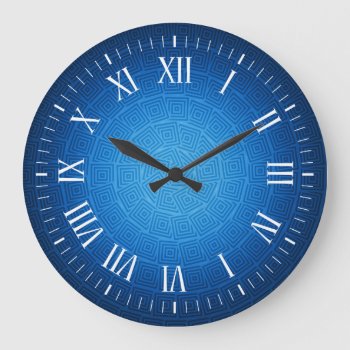 Navy Blue Spiral Design Large Clock by BestPatterns4u at Zazzle