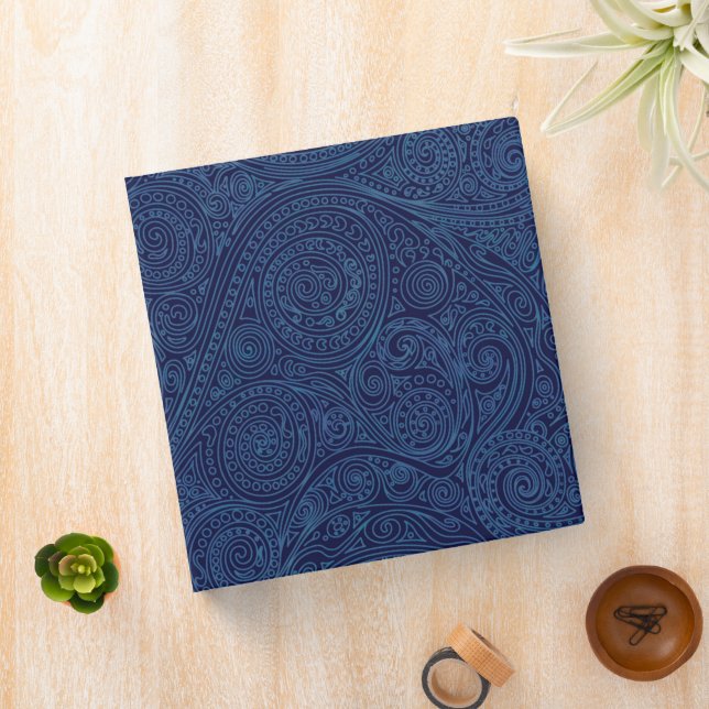 Navy Blue Spiral Pattern 3 Ring Binder (In Situ)