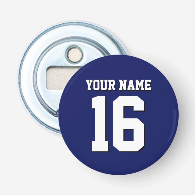 Navy Blue Sports Jersey Team Jersey Bottle Opener (Front)