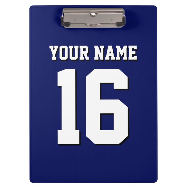 Navy Blue Sports Jersey Team Jersey Clipboard (Front)
