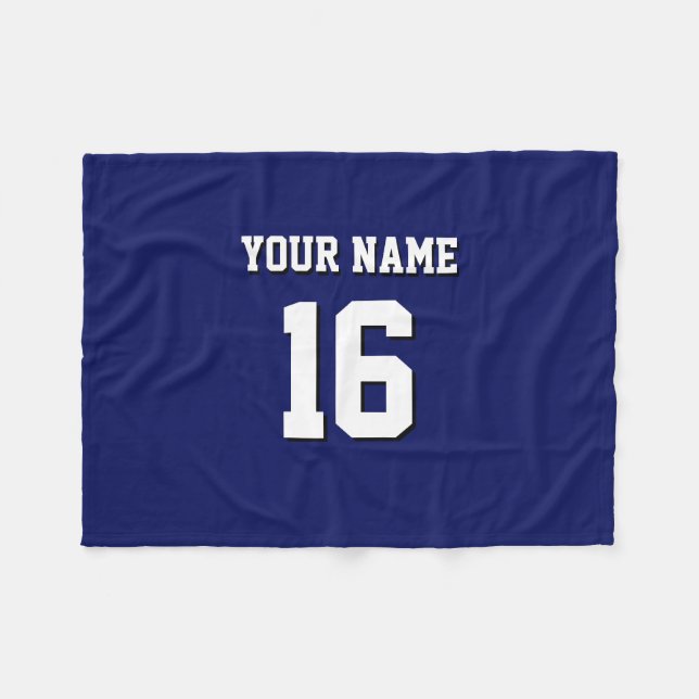 Navy Blue Sports Jersey Team Jersey Fleece Blanket (Front (Horizontal))