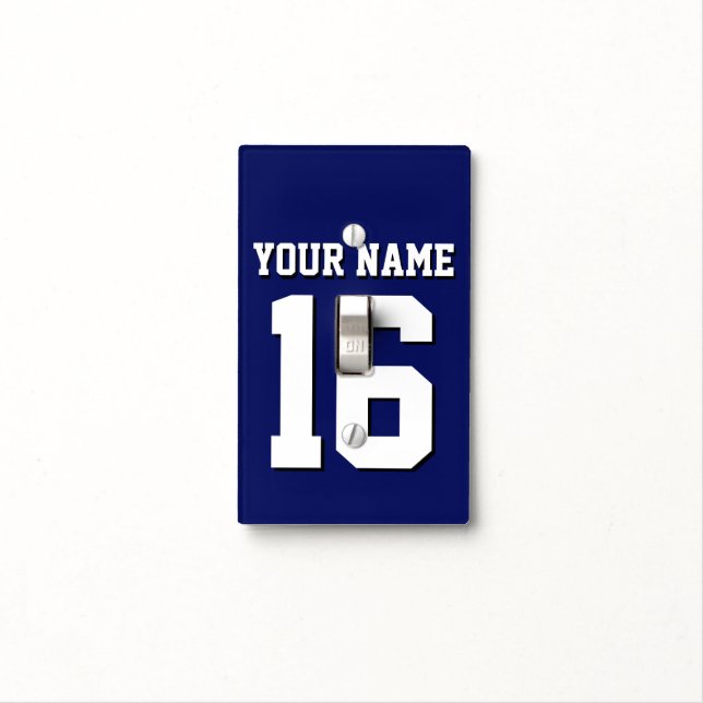 Navy Blue Sports Jersey Team Jersey Light Switch Cover (In Situ)