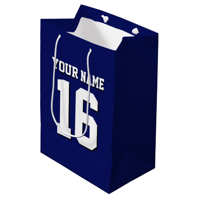 Navy Blue Sports Jersey Team Jersey Medium Gift Bag (Front Angled)