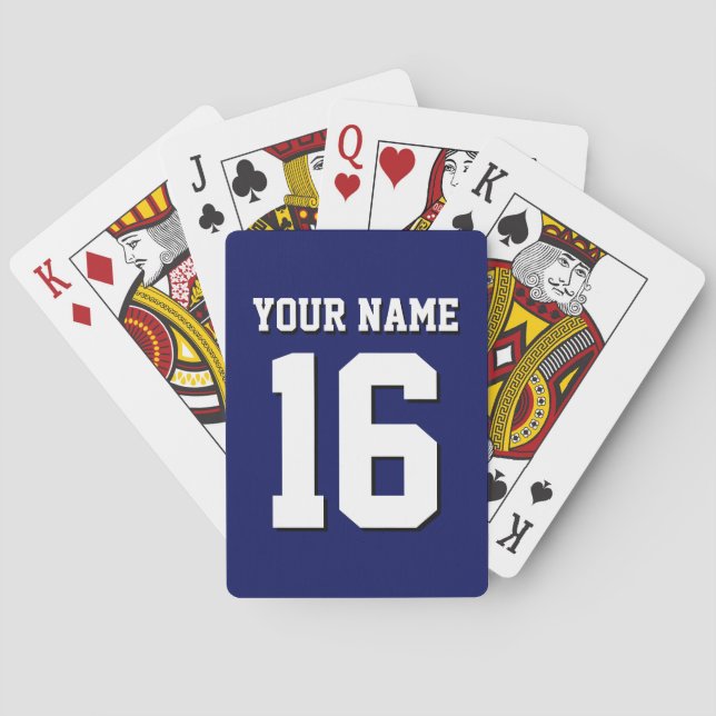 Navy Blue Sports Jersey Team Jersey Poker Cards (Back)