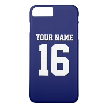 Navy Blue Sporty Team Jersey Iphone 8 Plus/7 Plus Case by FantabulousCases at Zazzle