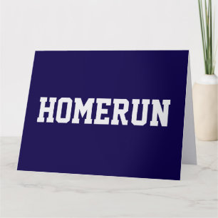 Navy Blue Sporty White HOMERUN Congrats Text Card