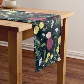 Navy Blue Spring Meadow Floral Table Runner