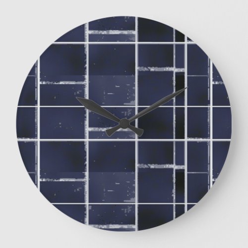 Navy blue square and rectangle tiled large clock