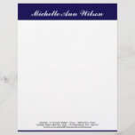 Navy Blue Square Custom & Professional Letterhead<br><div class="desc">Simple navy blue business letterhead. For even more customization options,  click the “Customize It” button above to add more text and/or images.</div>