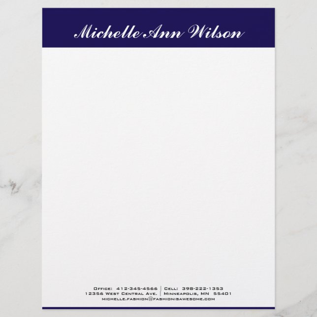 Navy Blue Square Custom & Professional Letterhead (Front)