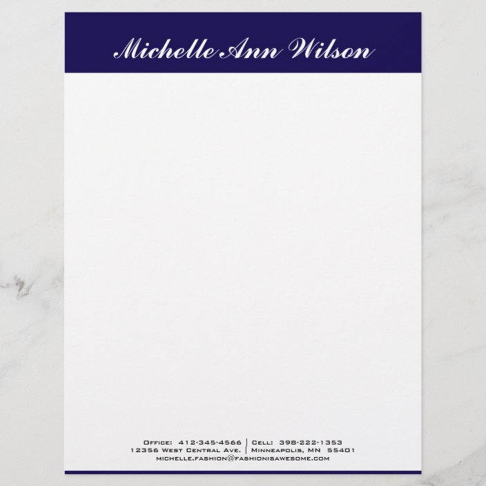 Navy Blue Square Custom & Professional Letterhead | Zazzle.com