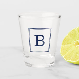 Navy Blue Square Frame Monogram Shot Glass