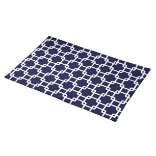 Navy Blue Square Link Pattern Placemats