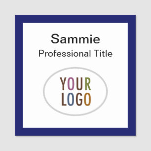 Navy Blue Square Name Tag Logo Magnetic or Pin