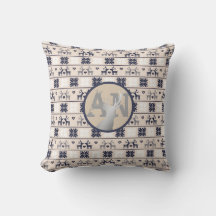 Navy Blue Stag Folk Art Pattern Monogram Initials