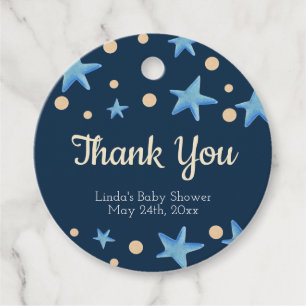 Navy Blue Star Baby Shower Thank You Favor Tags