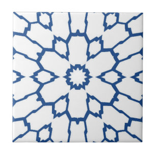 Navy blue star mosaic white background ceramic tile