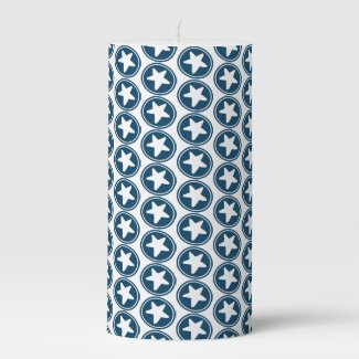 Navy Blue Star Pattern - Patriotic / 4th of July Pillar Candle