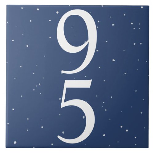 Navy Blue Star Starry Night Two Number House  Ceramic Tile