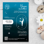 Navy blue star Yoga instructor studio classes Flyer<br><div class="desc">Modern navy blue watercolor gradient ombre with stars,  geometric shapes and yoga pose silhouette Yoga instructor studio teacher classes flyer for promo and price list. Add your,  logo,  social media ,  address and time schedule.</div>
