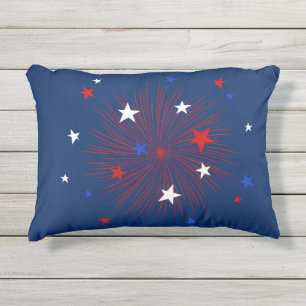 Navy Blue Starburst, Stars, Outdoor Accent Pillow