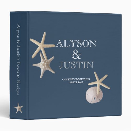 Navy Blue Starfish and Sand Dollar Recipes Binder