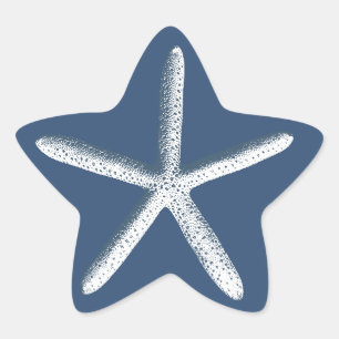 Navy Blue Starfish Beach Wedding Favor Star Sticker