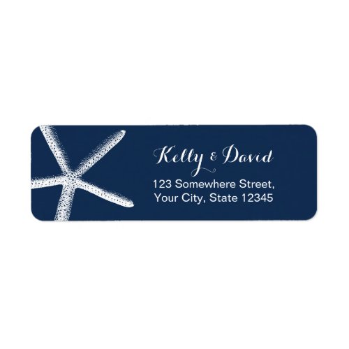 Navy Blue Starfish Elegant Beach Wedding Label