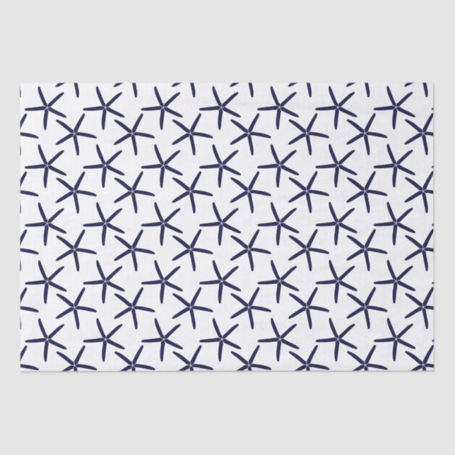 Navy blue starfish on a white background tissue paper (Front)