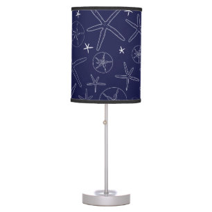 Navy Blue Starfish & Sand Dollar Table Lamp