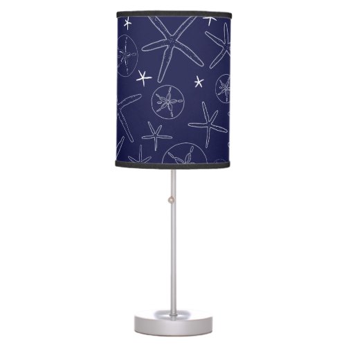 Navy Blue Starfish  Sand Dollar Table Lamp