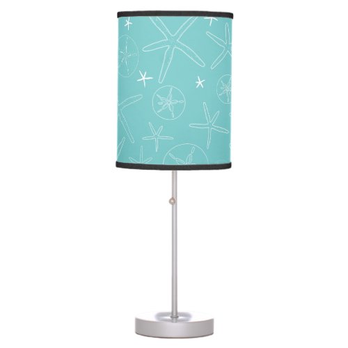 Navy Blue Starfish  Sand Dollar Table Lamp