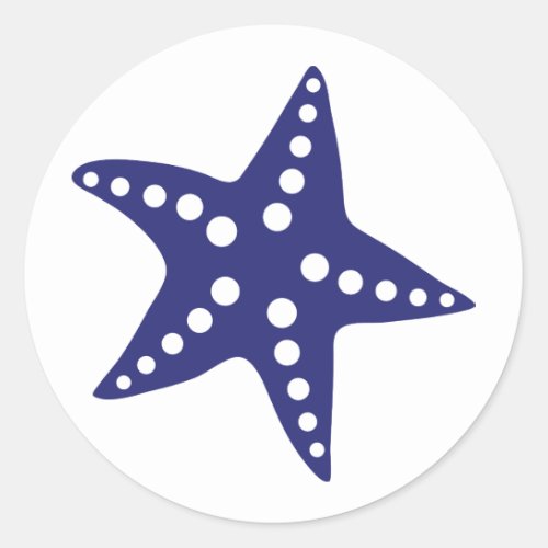 Navy Blue Starfish Sticker Tropical Beach Theme Classic Round Sticker