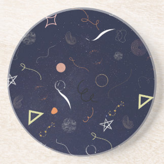 Navy Blue Starry Night Doodle Coaster