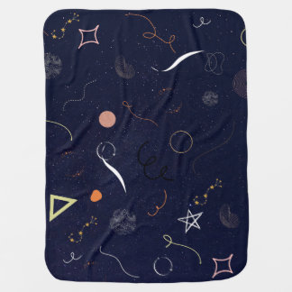 Navy Blue Starry Night Doodle Sharpa blanket