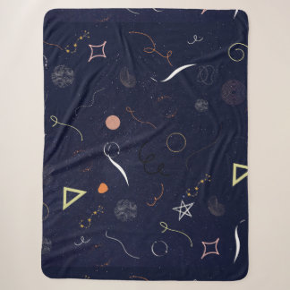 Navy Blue Starry Night Doodle Sharpa blanket