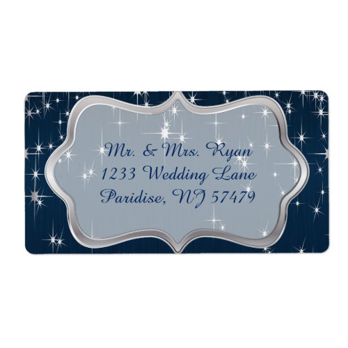 Navy Blue Starry Night Label