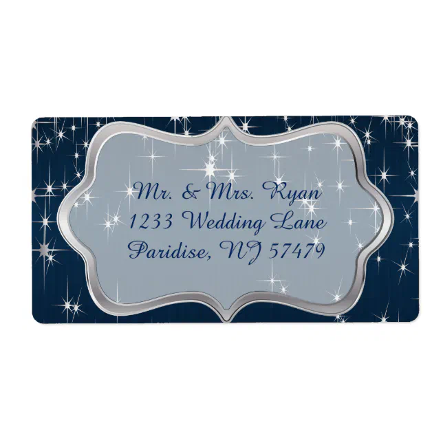 Navy Blue Starry Night Label | Zazzle