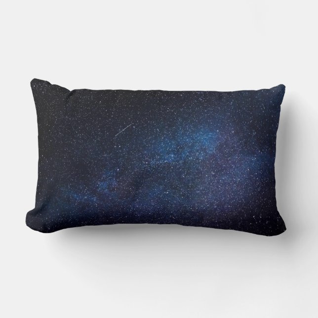 Navy Blue Starry Night sky Galaxy Lumbar Pillow (Front)