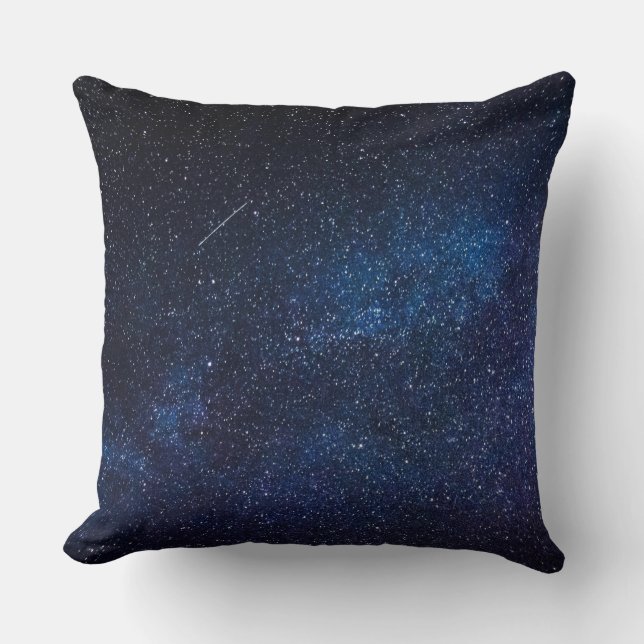 Navy Blue Starry Night sky Galaxy Photograph Throw Pillow (Front)