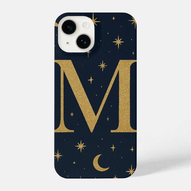 ✨ Navy Blue Starry Phone Case with Bold M Letter – (Back)