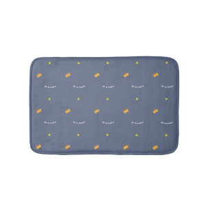 Navy blue stars crowns sweet cute happy cheerful bath mat
